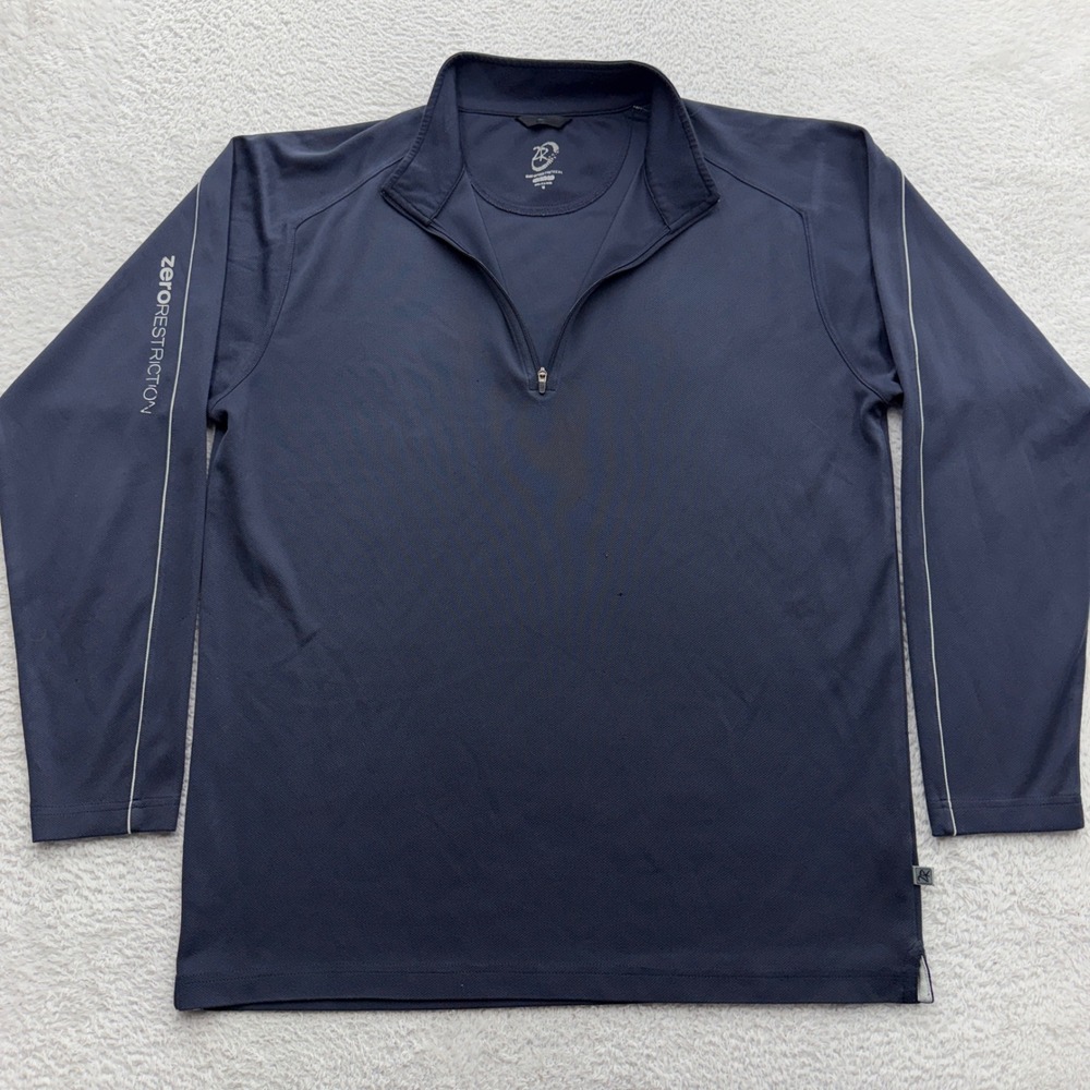 Zero Restriction Mens‎ Tour Series Quarter Zip Golf Pullover Navy Blue Size M